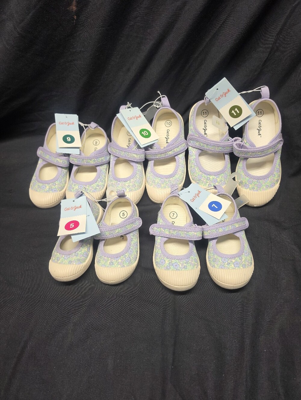 Cat & Jack Marina Floral Mary Jane Sneakers Girls Purple Green NWT